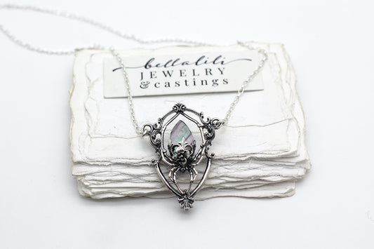 Arachne, "the Brood Mother", Fluorite & Sterling Pendant