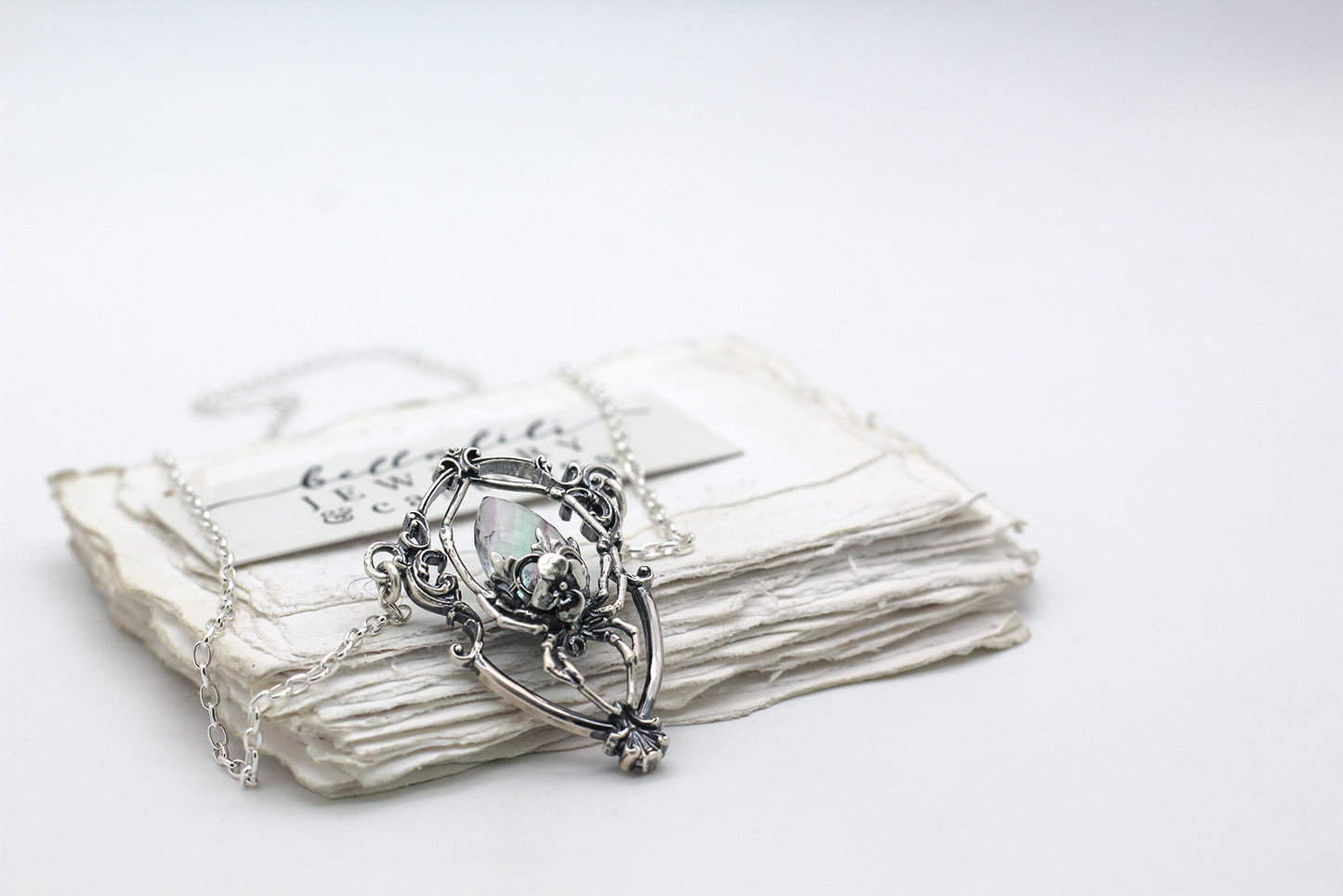 Arachne, "the Brood Mother", Fluorite & Sterling Pendant