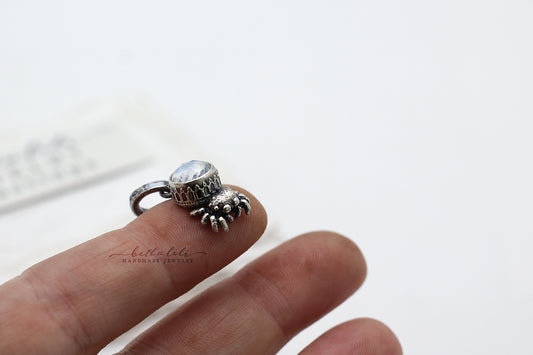 White Opal Spiderling – Sterling Silver Pendant