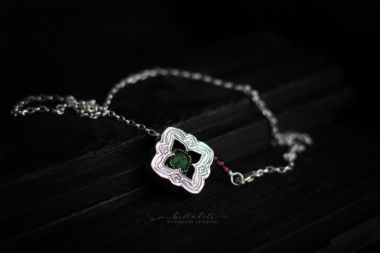 Elixirleaf, Shadowbox No2, Tourmaline & Sterling Pendant