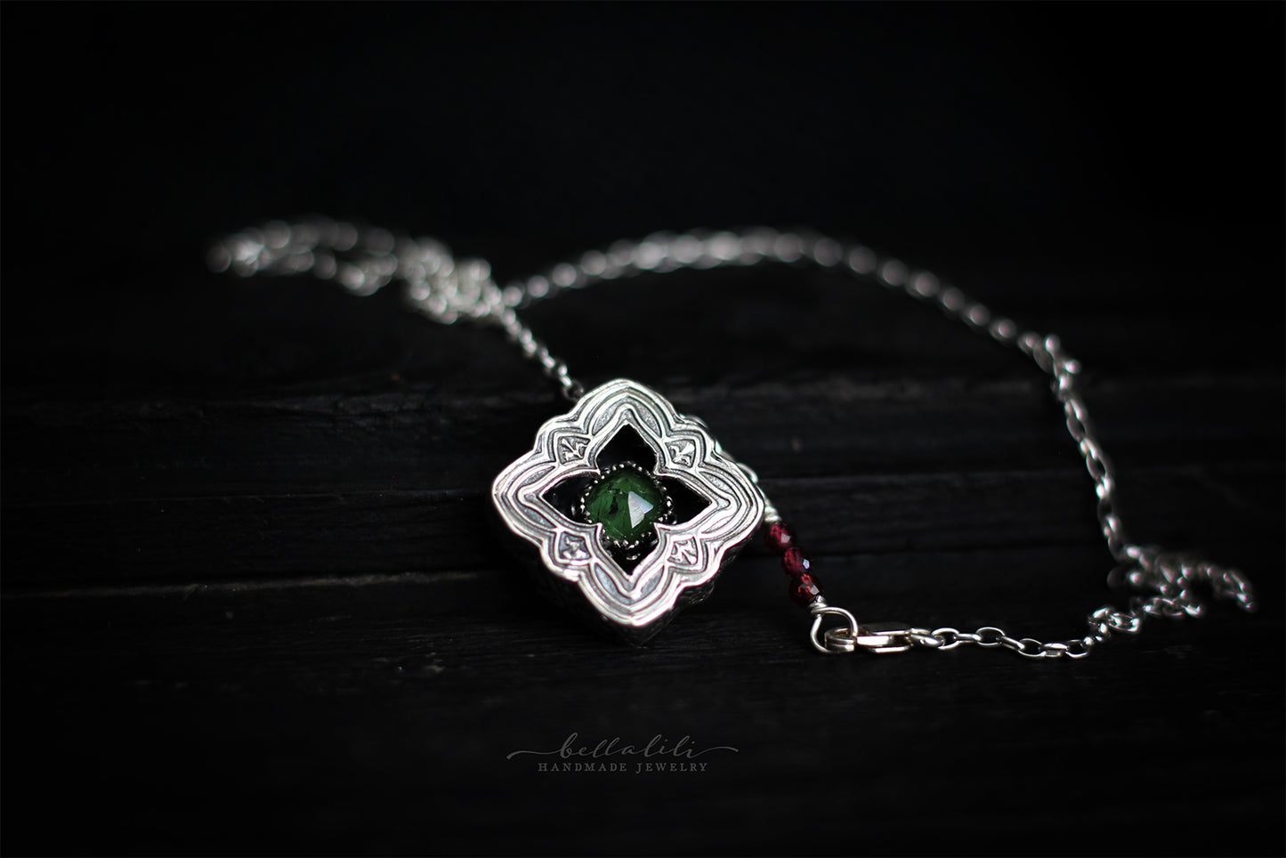 Elixirleaf, Shadowbox No2, Tourmaline & Sterling Pendant