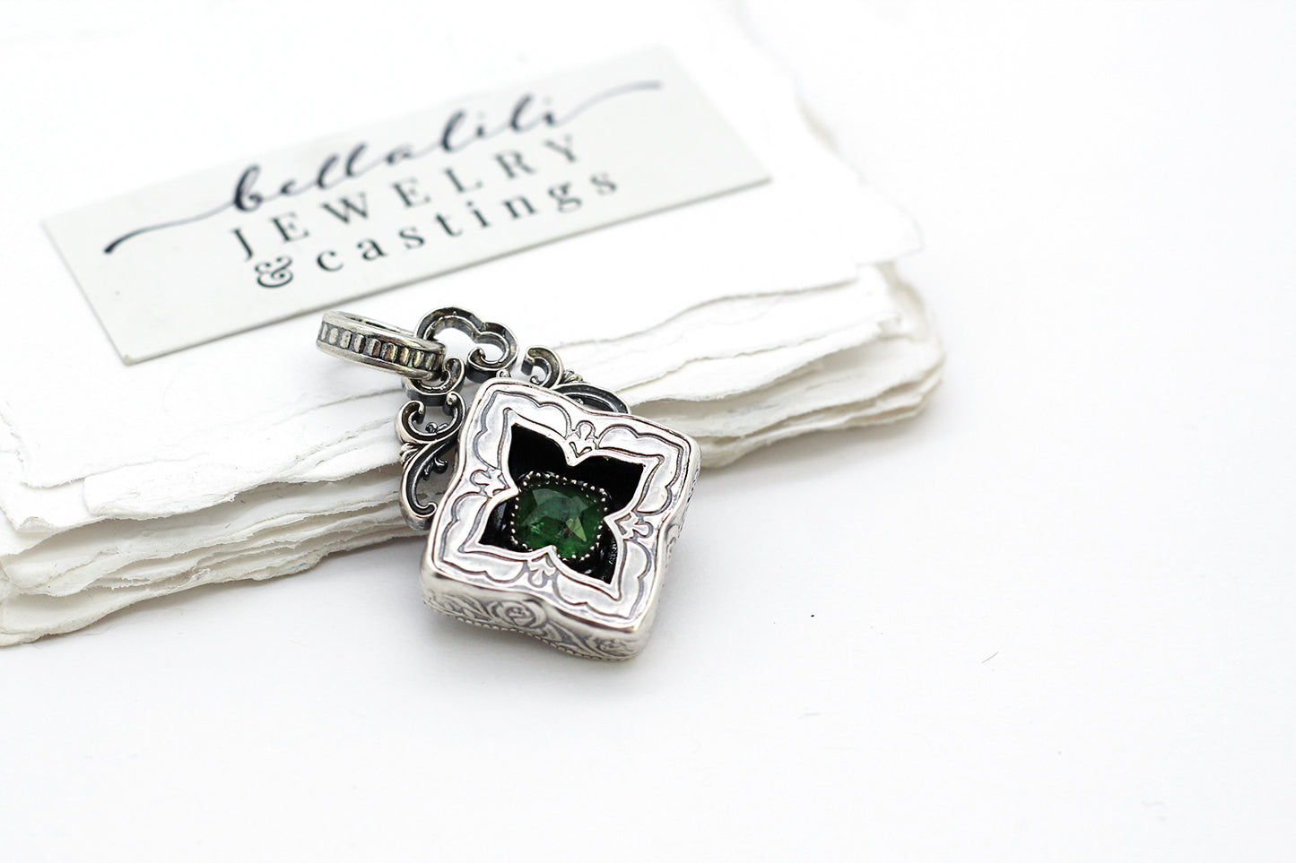 Elixirleaf, Shadowbox No1, Tourmaline & Sterling Pendant