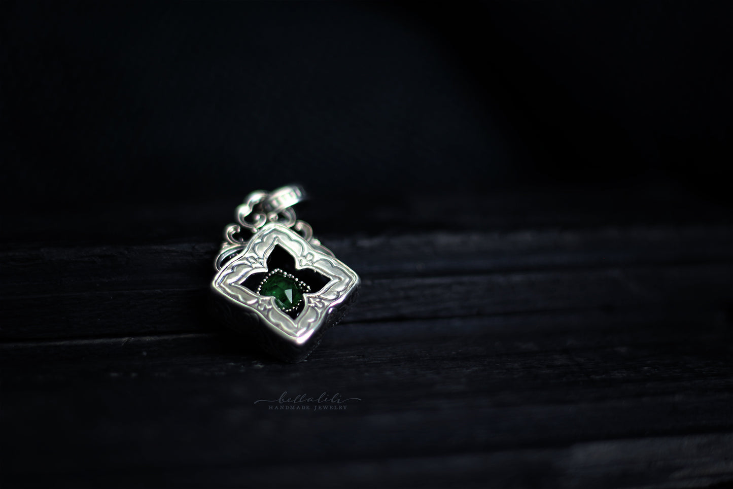 Elixirleaf, Shadowbox No1, Tourmaline & Sterling Pendant