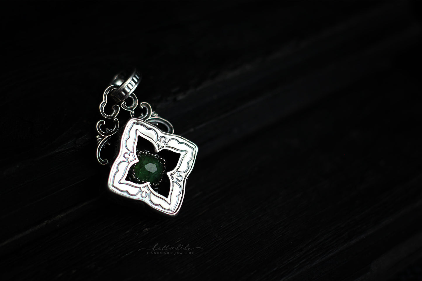 Elixirleaf, Shadowbox No1, Tourmaline & Sterling Pendant