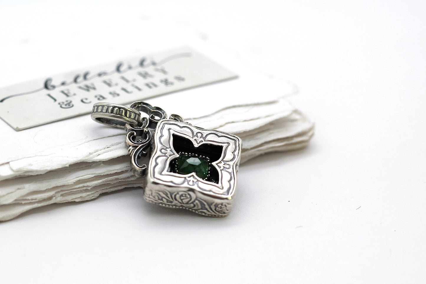 Elixirleaf, Shadowbox No1, Tourmaline & Sterling Pendant