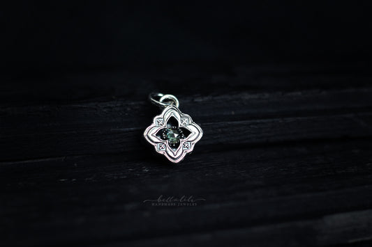 Mini Elixirleaf, Shadowbox No10, Moissanite & Sterling Pendant