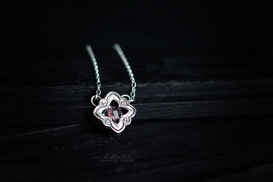 Mini Elixirleaf, Shadowbox No11, Spinel & Sterling Pendant