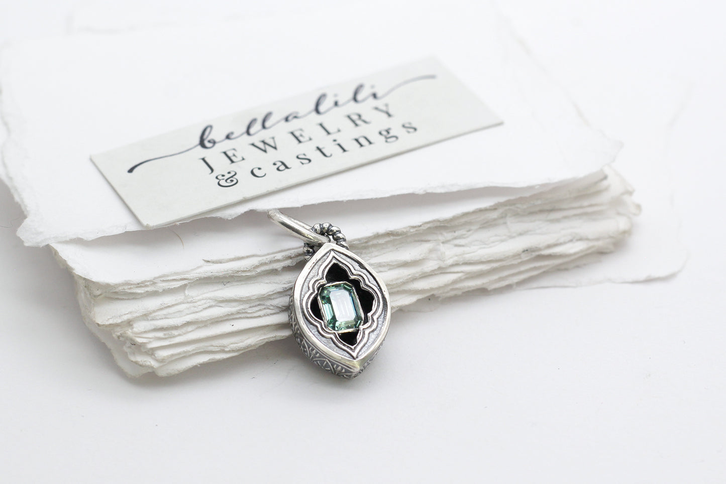 Avélys, Mini Shadowbox No4, Moissanite sterling silver pendant