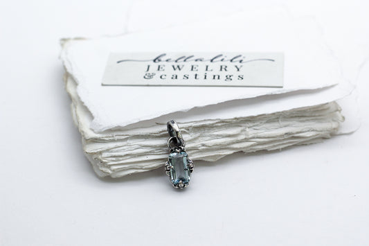 Mirenelle, baguette aquamarine sterling pendant