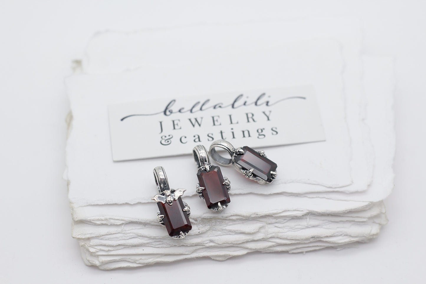 Hades + Persephone Charm, Garnet Baguette Charm