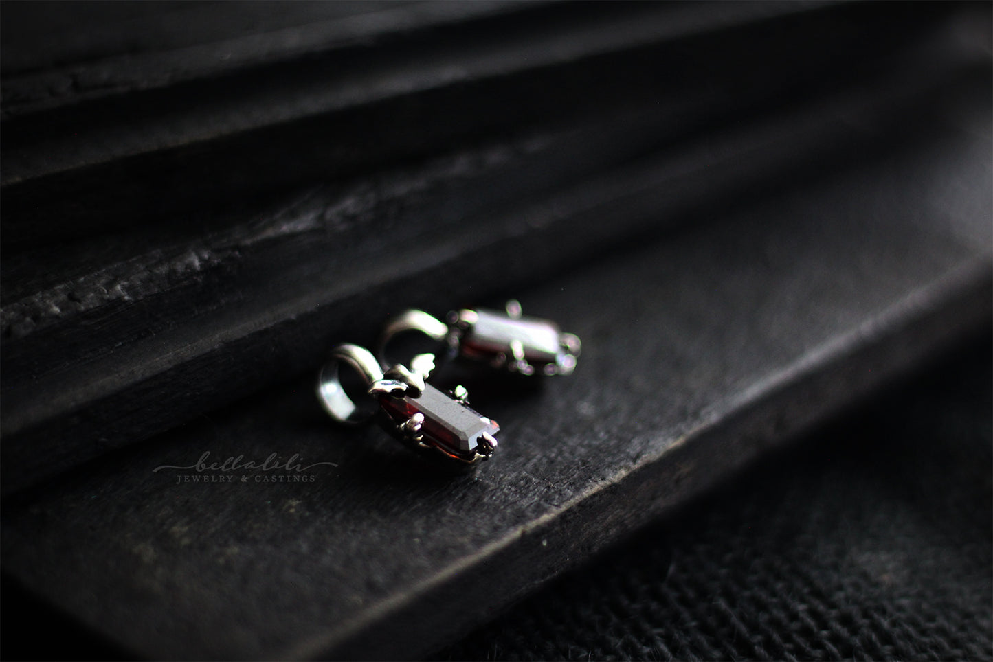 Hades + Persephone Charm, Garnet Baguette Charm