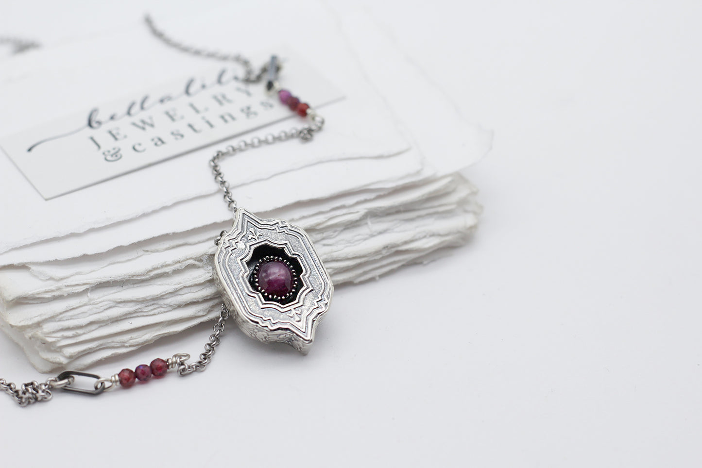 Rowenstar, Mini Shadowbox No5 star ruby sterling silver 20" Necklace