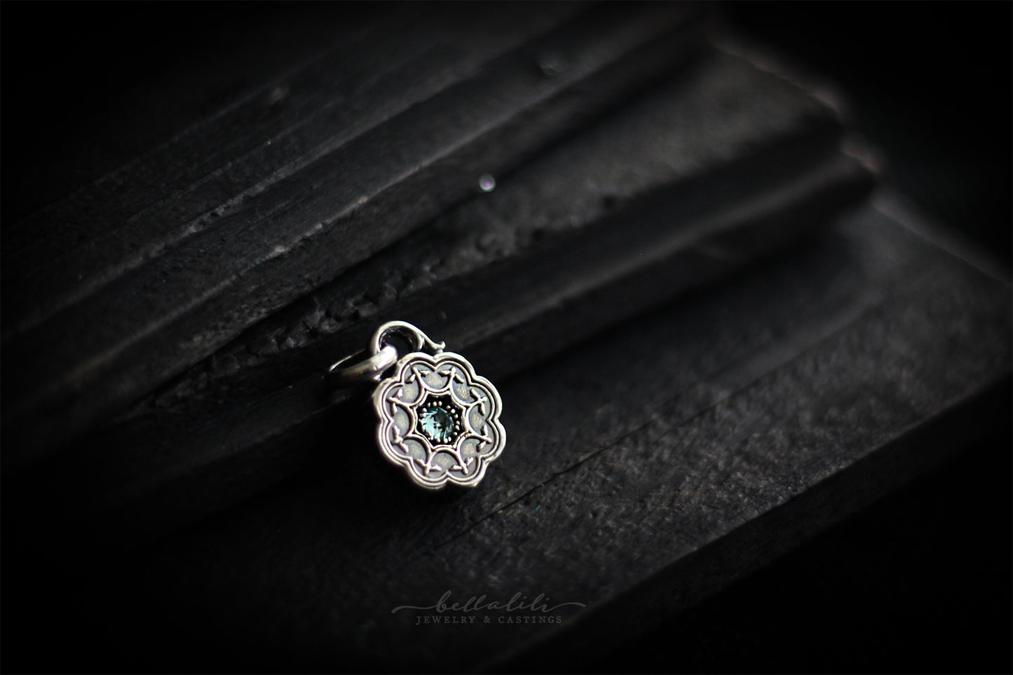 Wynter, Mini Shadowbox No1 Moissanite sterling silver pendant