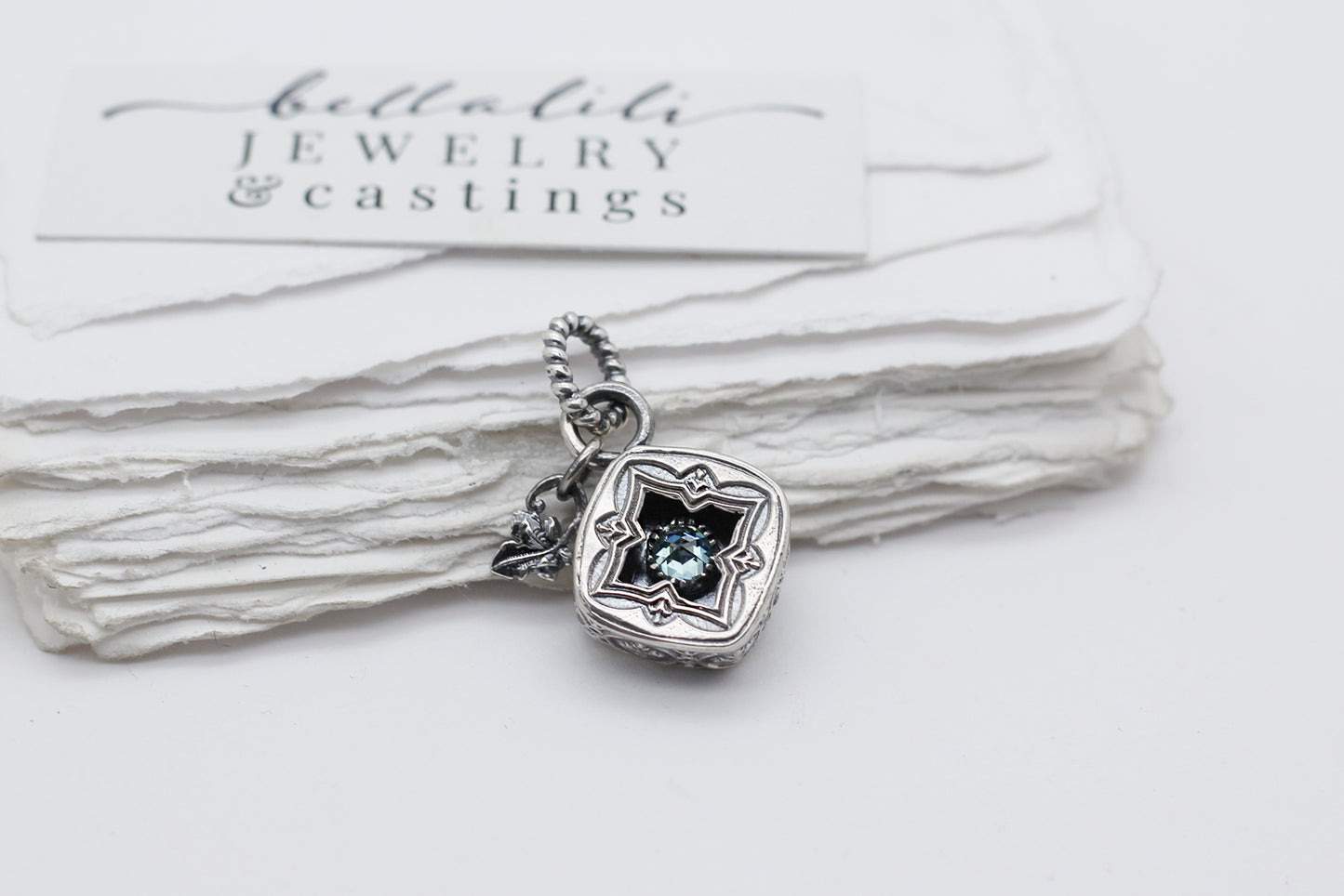 Wynter, Mini Shadowbox No2 Moissanite sterling silver pendant