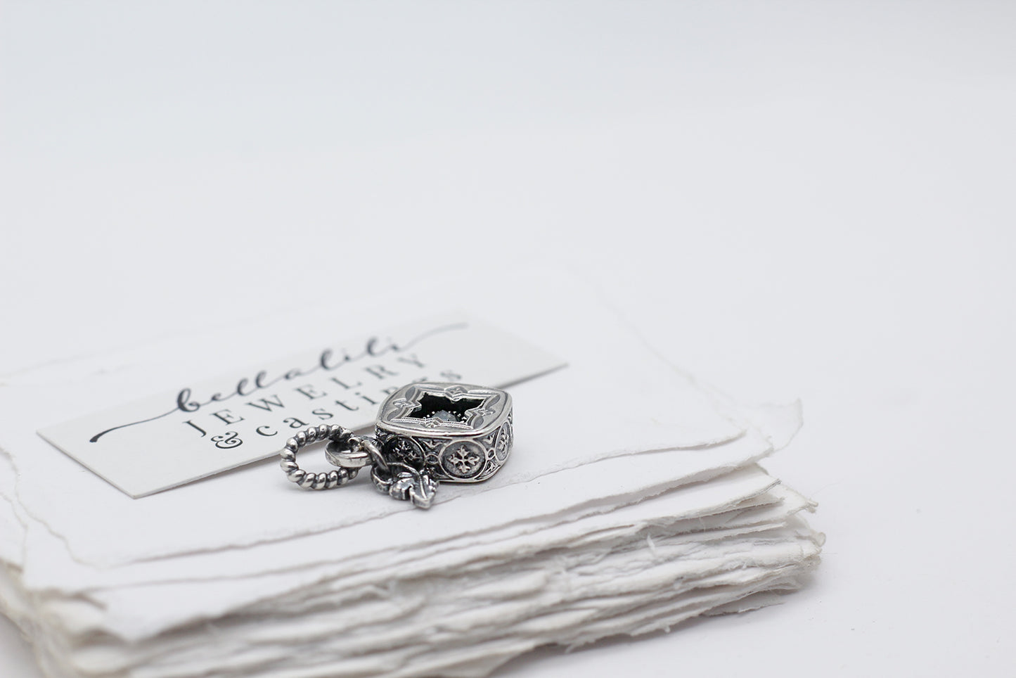 Wynter, Mini Shadowbox No2 Moissanite sterling silver pendant