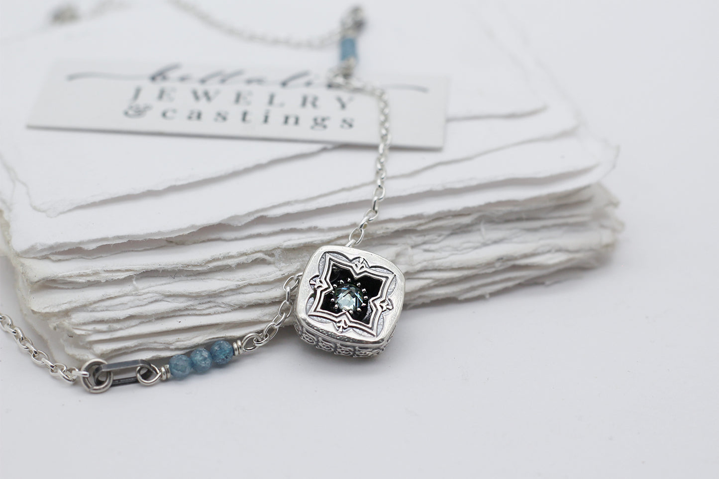 Wynter, Mini Shadowbox No3 Moissanite sterling silver necklace