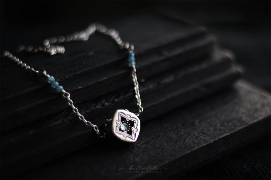 Wynter, Mini Shadowbox No3 Moissanite sterling silver necklace