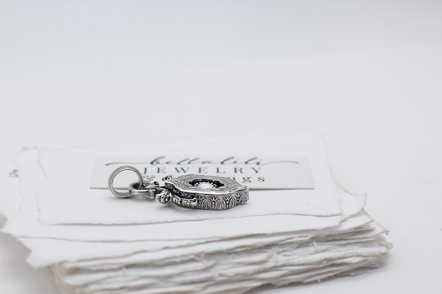 Ivoryelle, Shadowbox No6 freshwater pearl sterling silver pendant