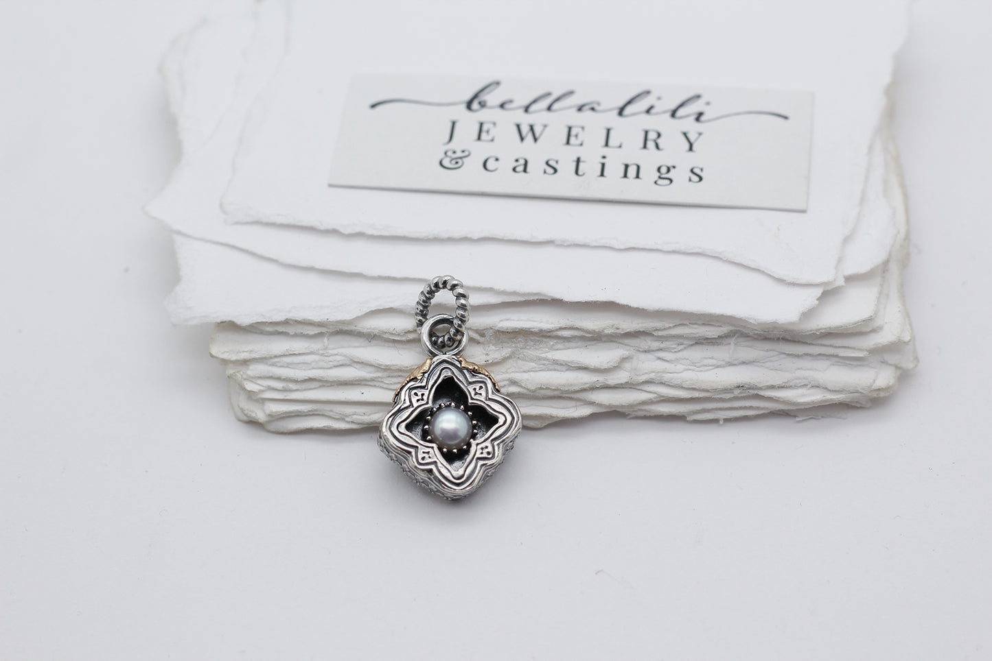 Ivorymir, Shadowbox No7 freshwater pearl sterling silver pendant