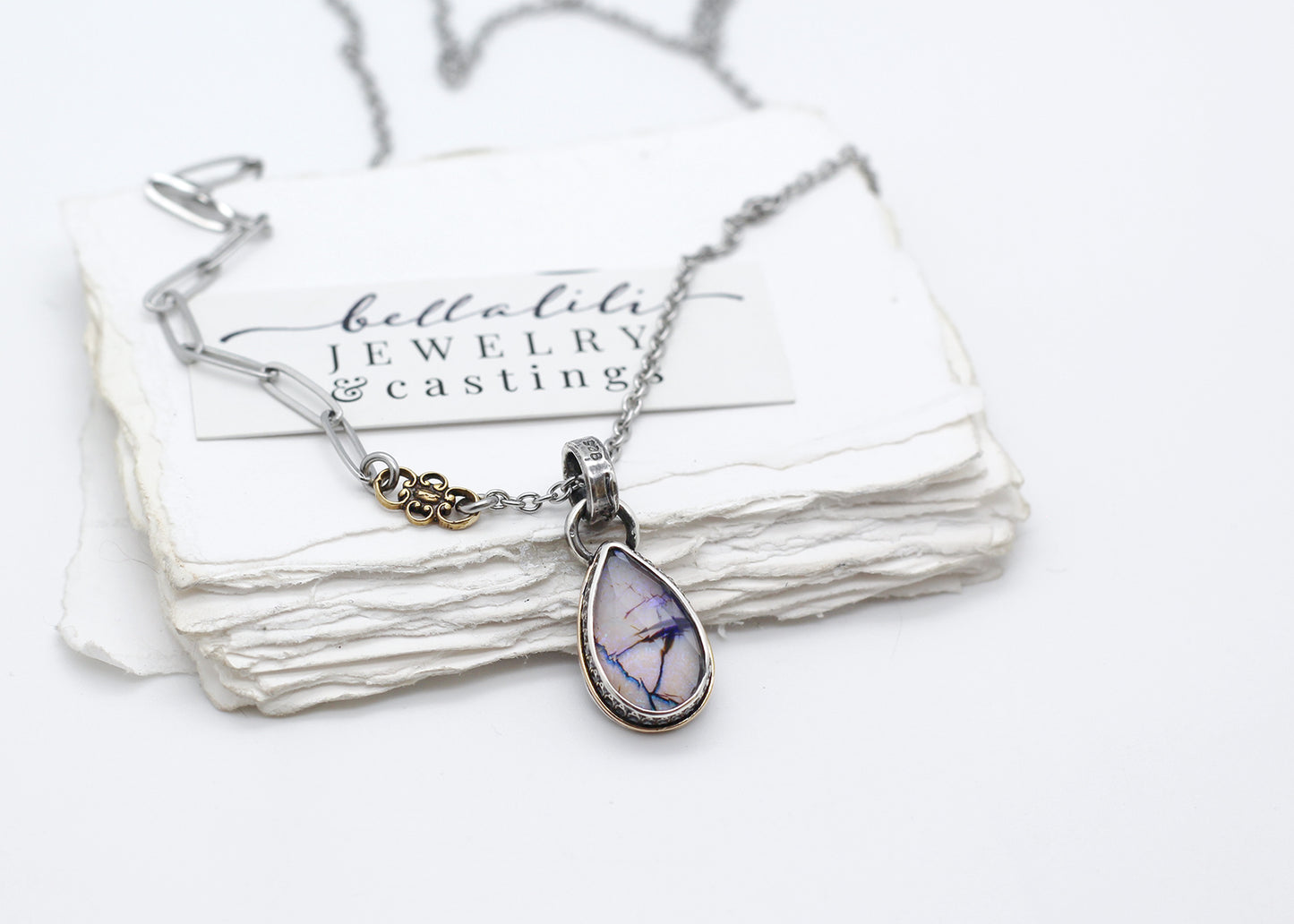 Violetta Opal Teardrop Sterling Silver Pendant
