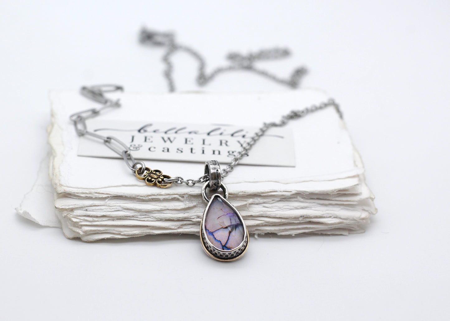Violetta Opal Teardrop Sterling Silver Pendant