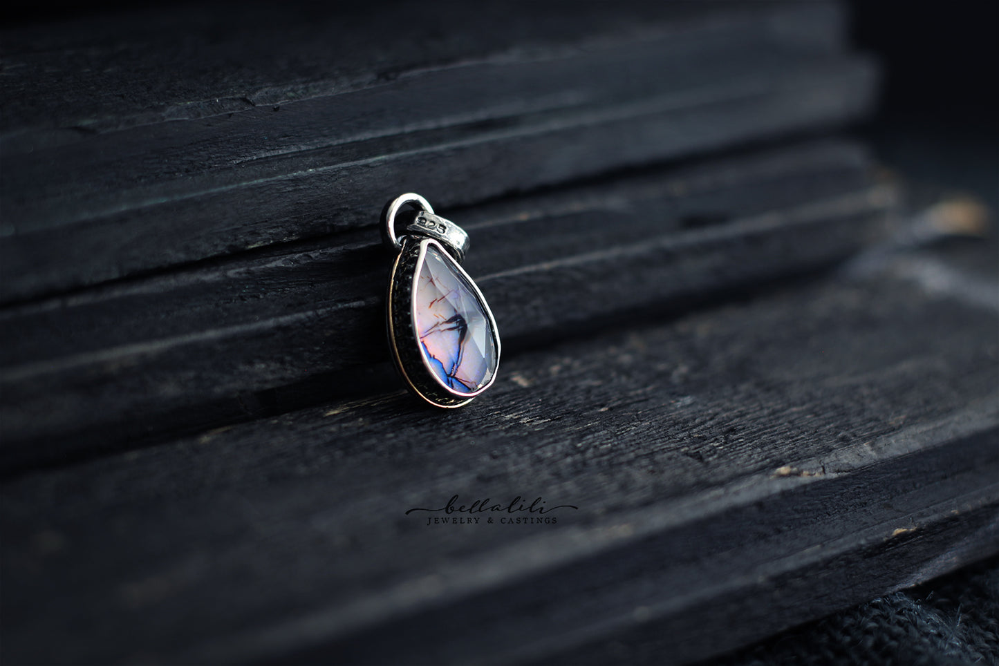 Violetta Opal Teardrop Sterling Silver Pendant