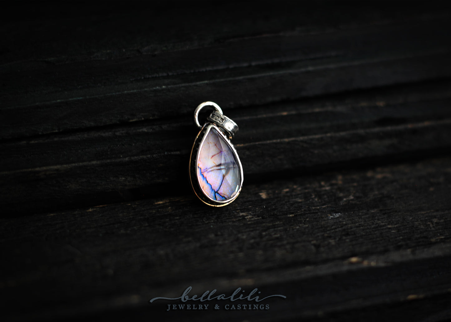 Violetta Opal Teardrop Sterling Silver Pendant