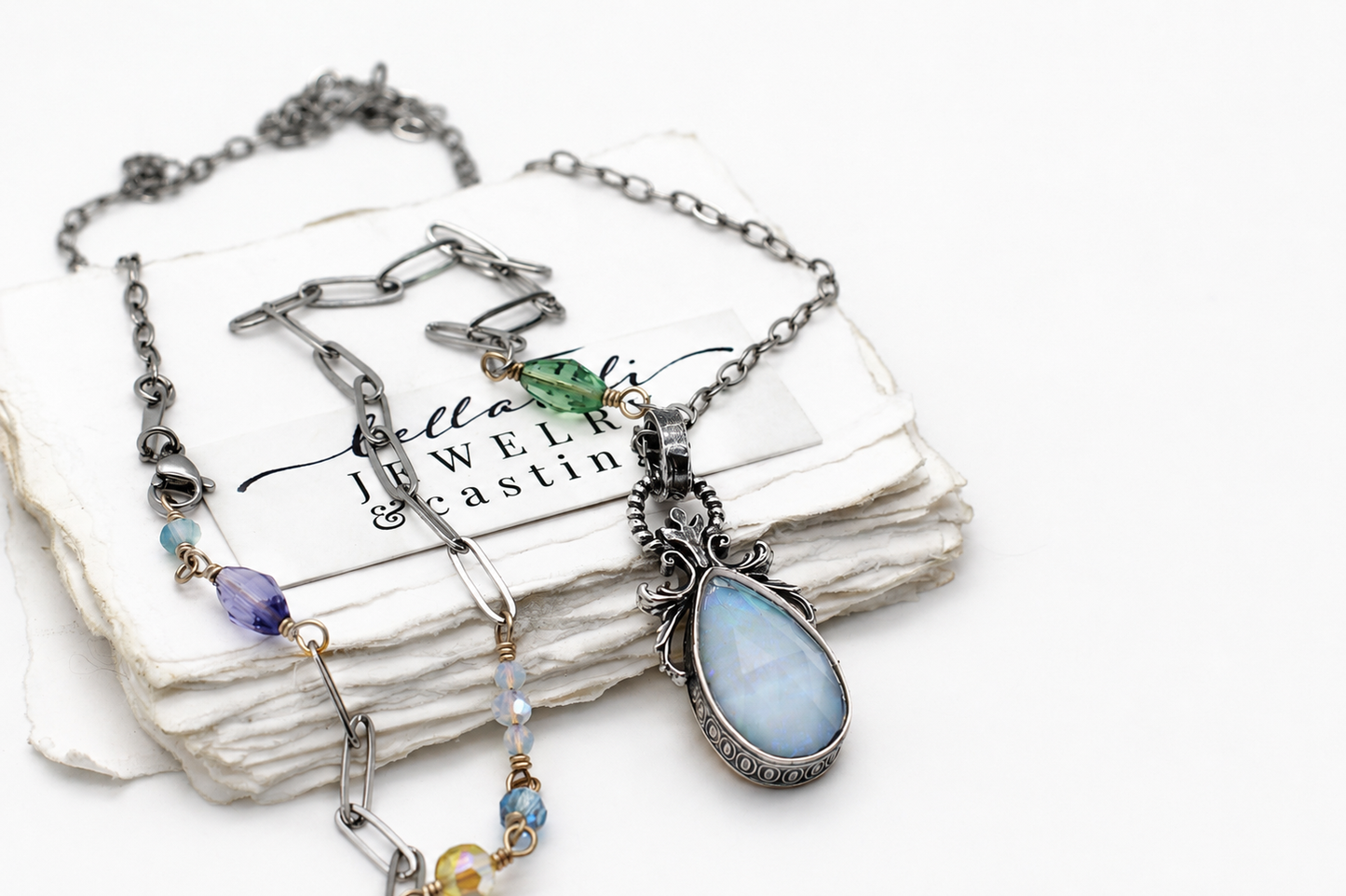Lucie, Opal Teardrop Sterling Pendant