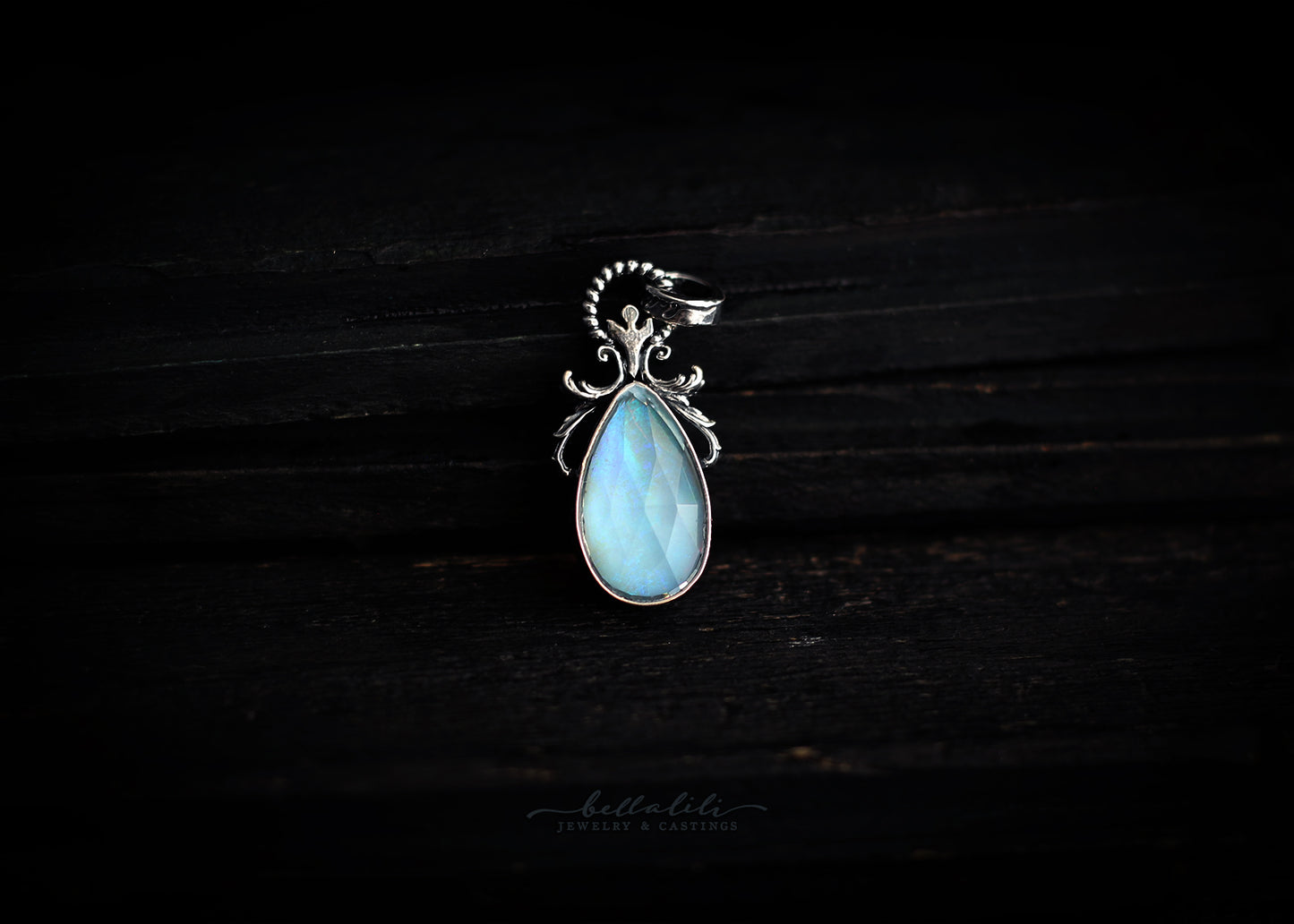 Lucie, Opal Teardrop Sterling Pendant