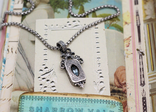 Viviane, Aquamarine Shadowbox Sterling Silver Pedant