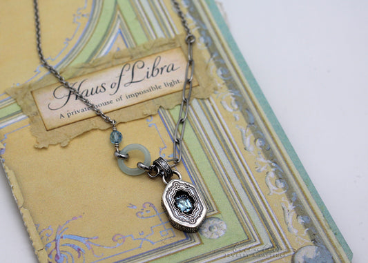Odette, Aquamarine Sterling Shadowbox Necklace