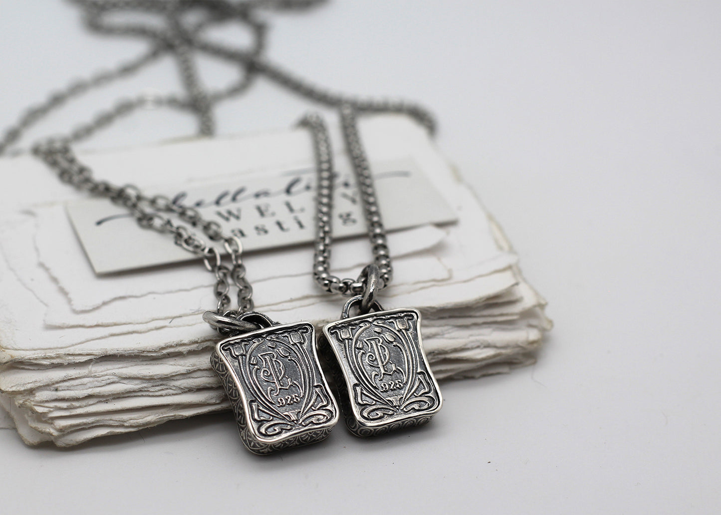 Josette, Morganite Sterling Shadowbox Necklace
