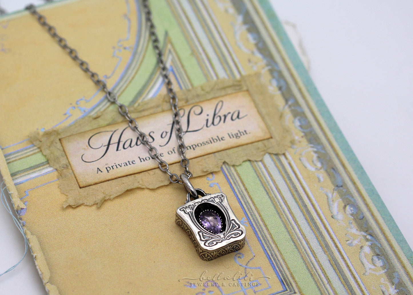 Anaïs, Amethyst Sterling Shadowbox Necklace