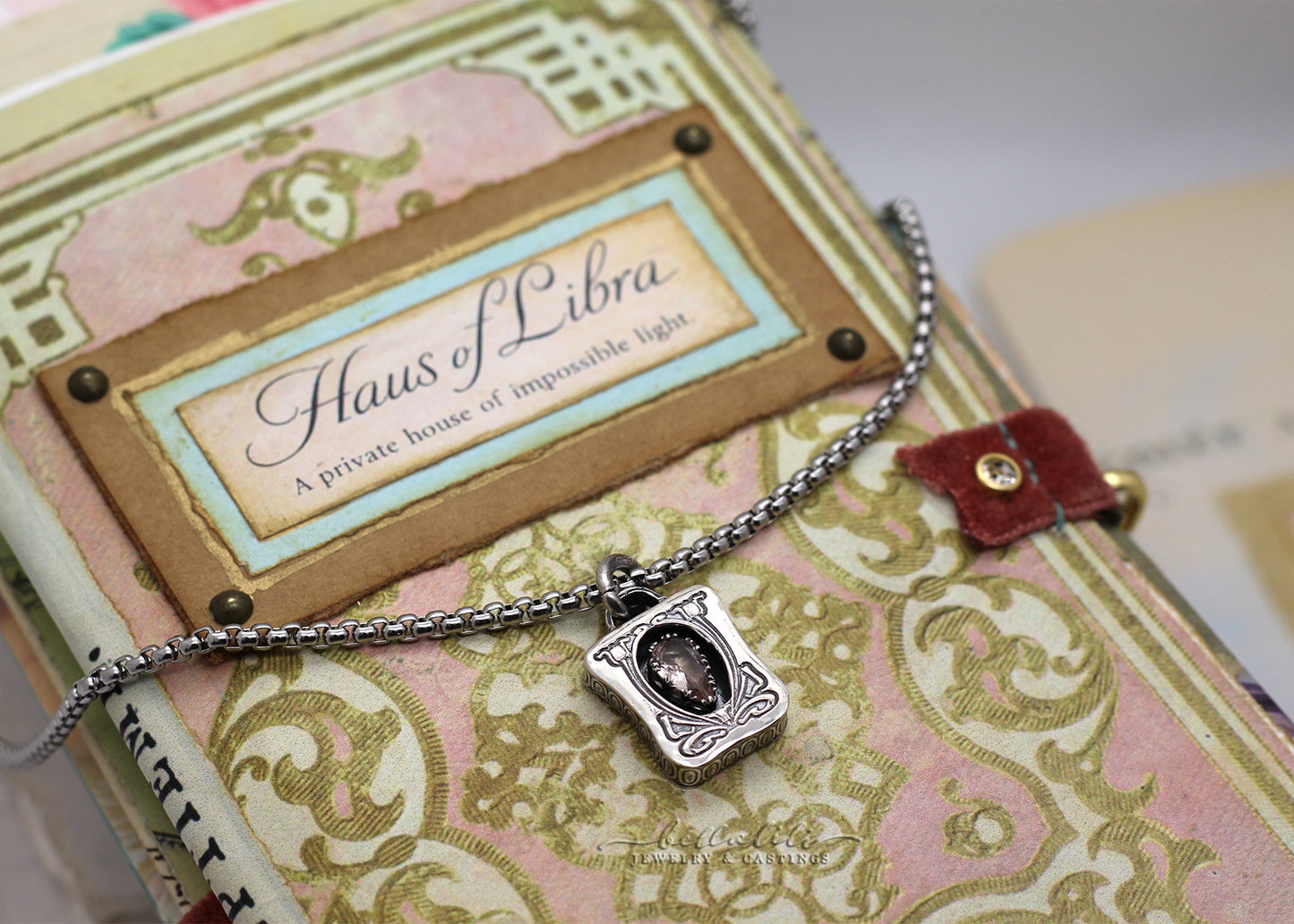 Josette, Morganite Sterling Shadowbox Necklace