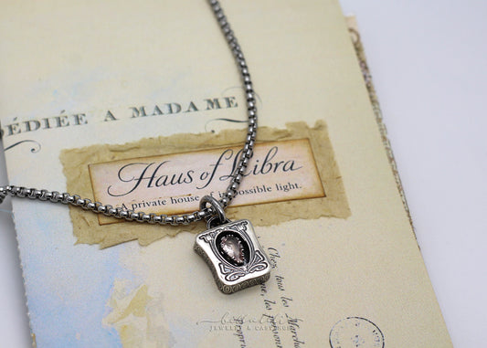 Josette, Morganite Sterling Shadowbox Necklace