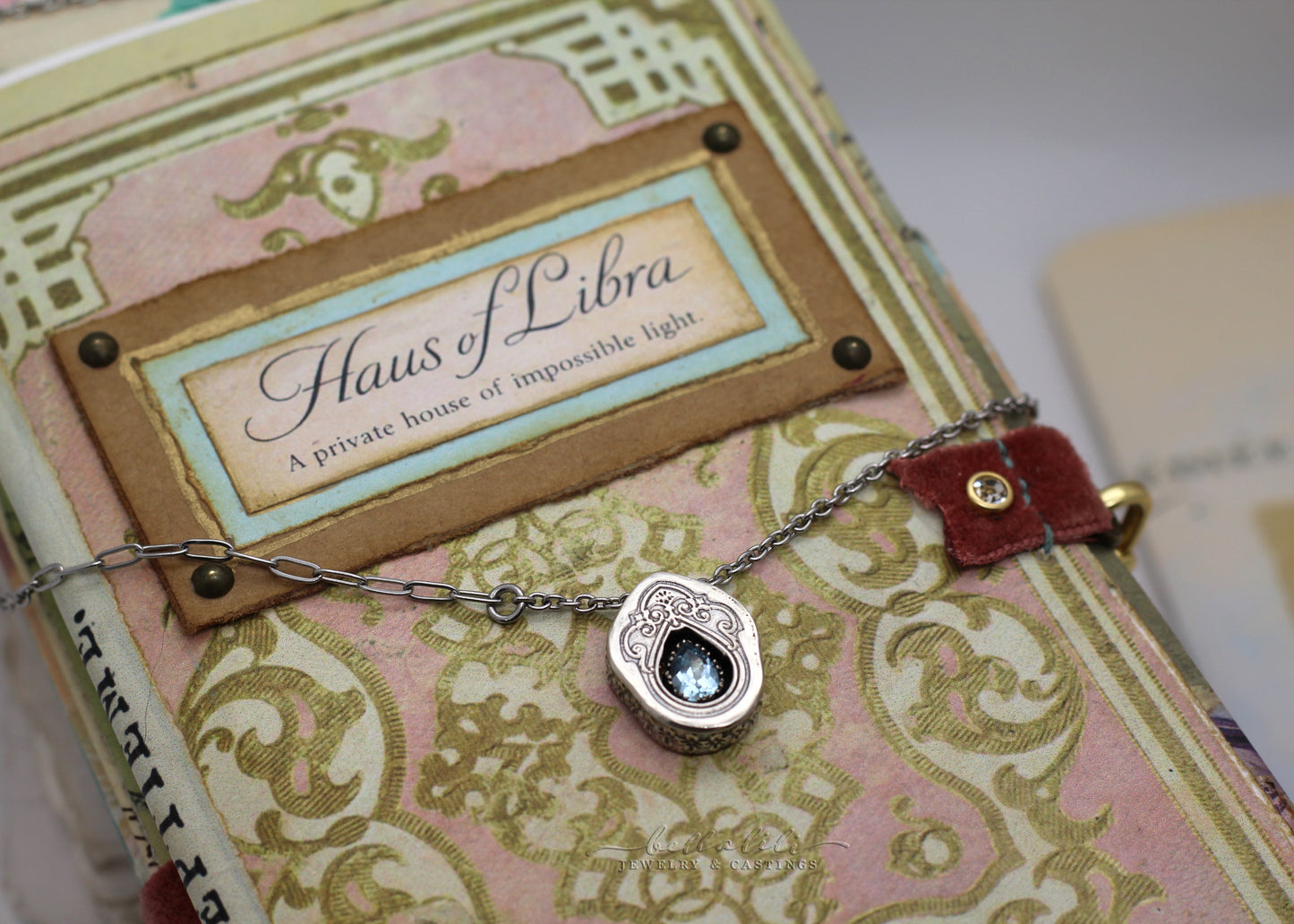 Isabeau, Aquamarine Sterling Shadowbox Necklace