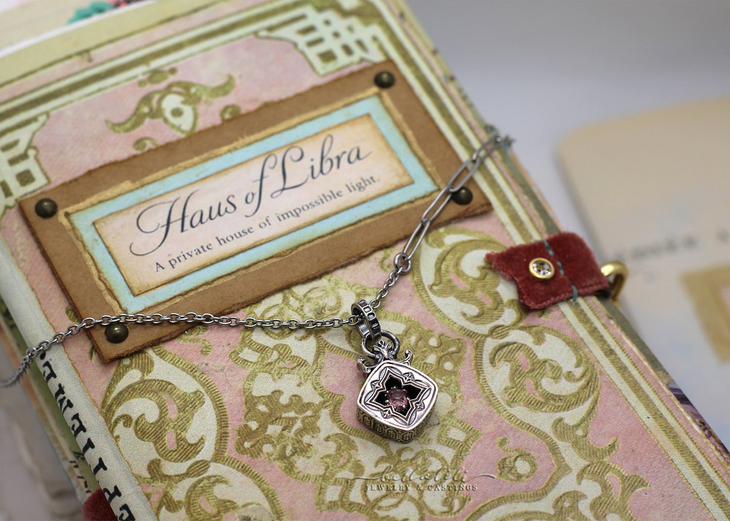 Margeaux, Pink Spinel Sterling Shadowbox Necklace