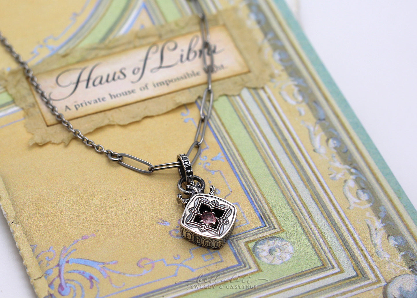 Margeaux, Pink Spinel Sterling Shadowbox Necklace