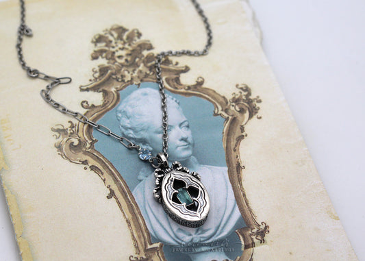 Sidonie, Blue Tourmaline Sterling Shadowbox Necklace