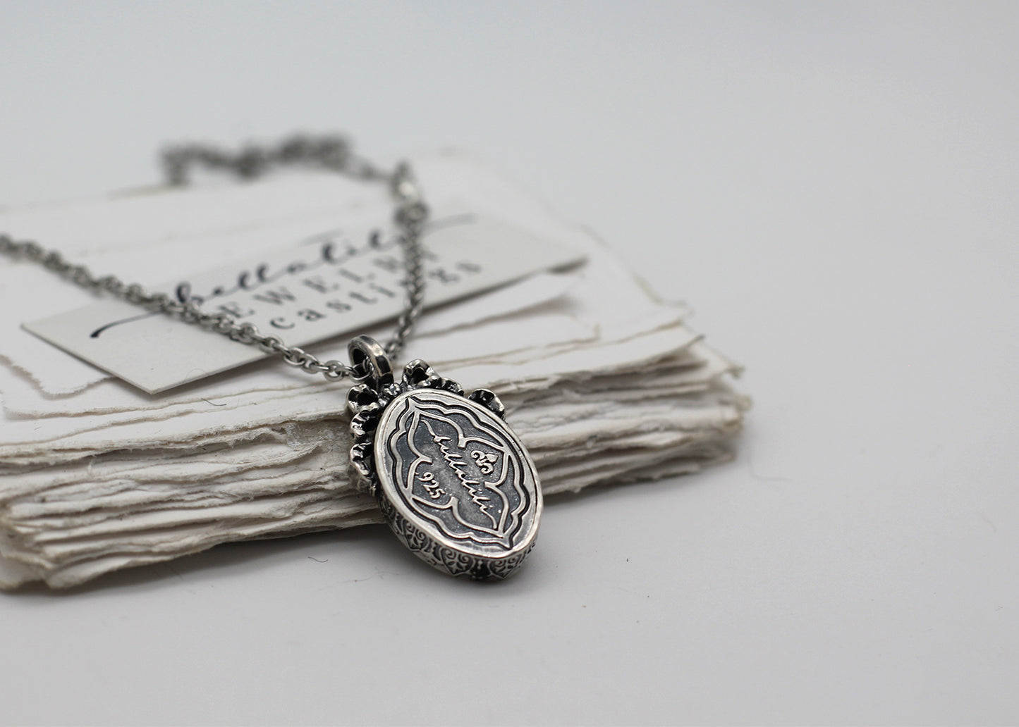 Sidonie, Blue Tourmaline Sterling Shadowbox Necklace