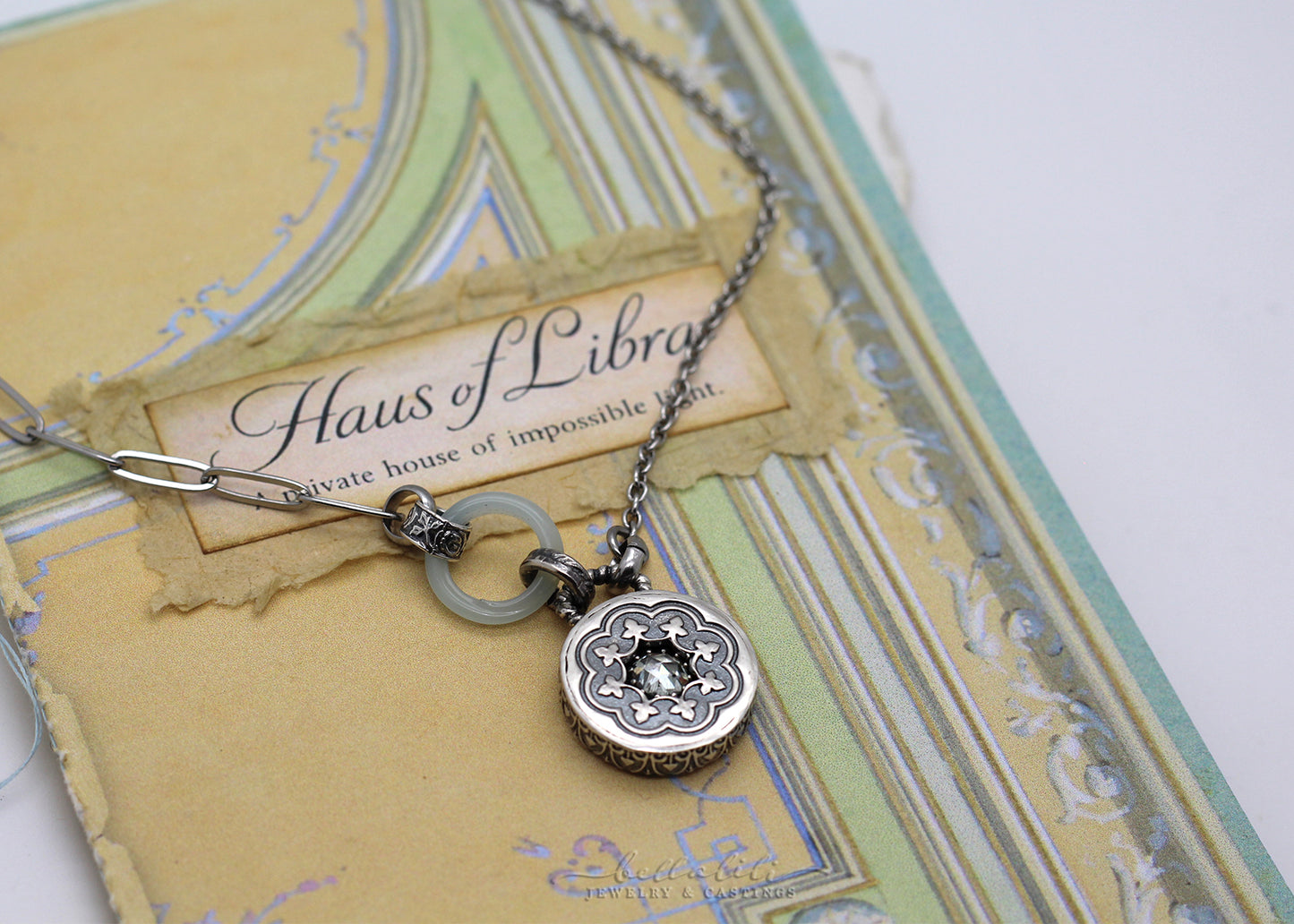 Évangéline, Moissanite Sterling Shadowbox Necklace