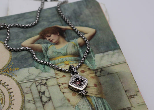 Rosamonde, Pink Spinel Sterling Shadowbox Necklace