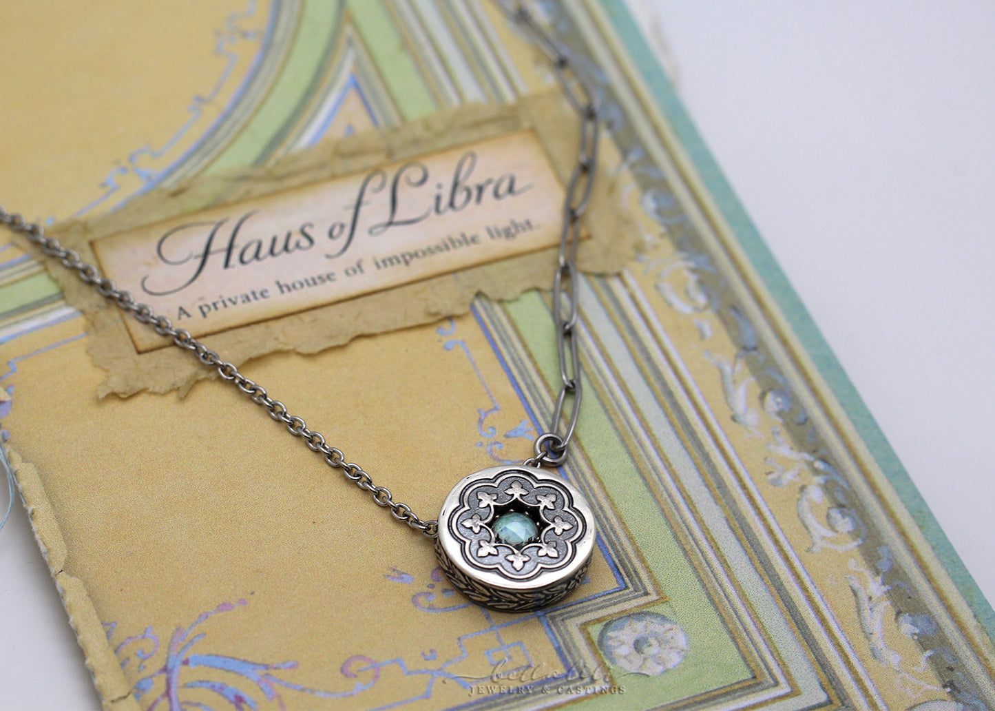 Jacqueline, Opal Sterling Shadowbox Necklace