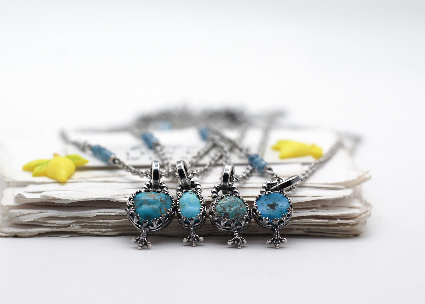 The Orangery Mini Turquoise Charm Necklaces