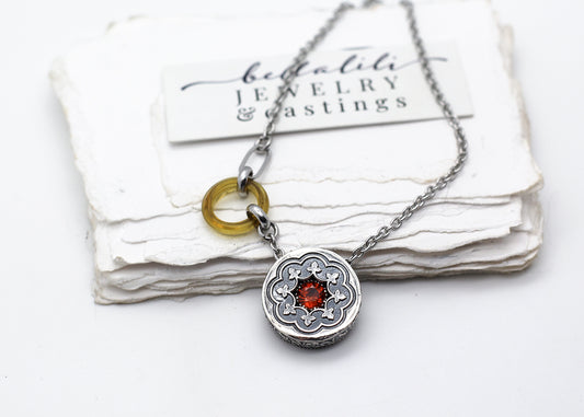 Blood Orange, Spinel & Sterling Shadowbox Necklace