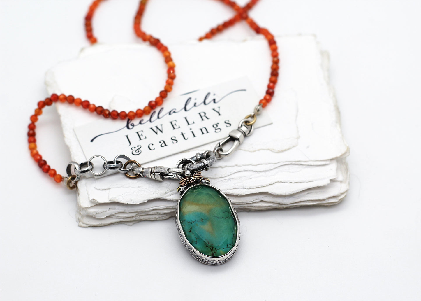 The Allegory of the Garden, Royston Turquoise and CZ necklace