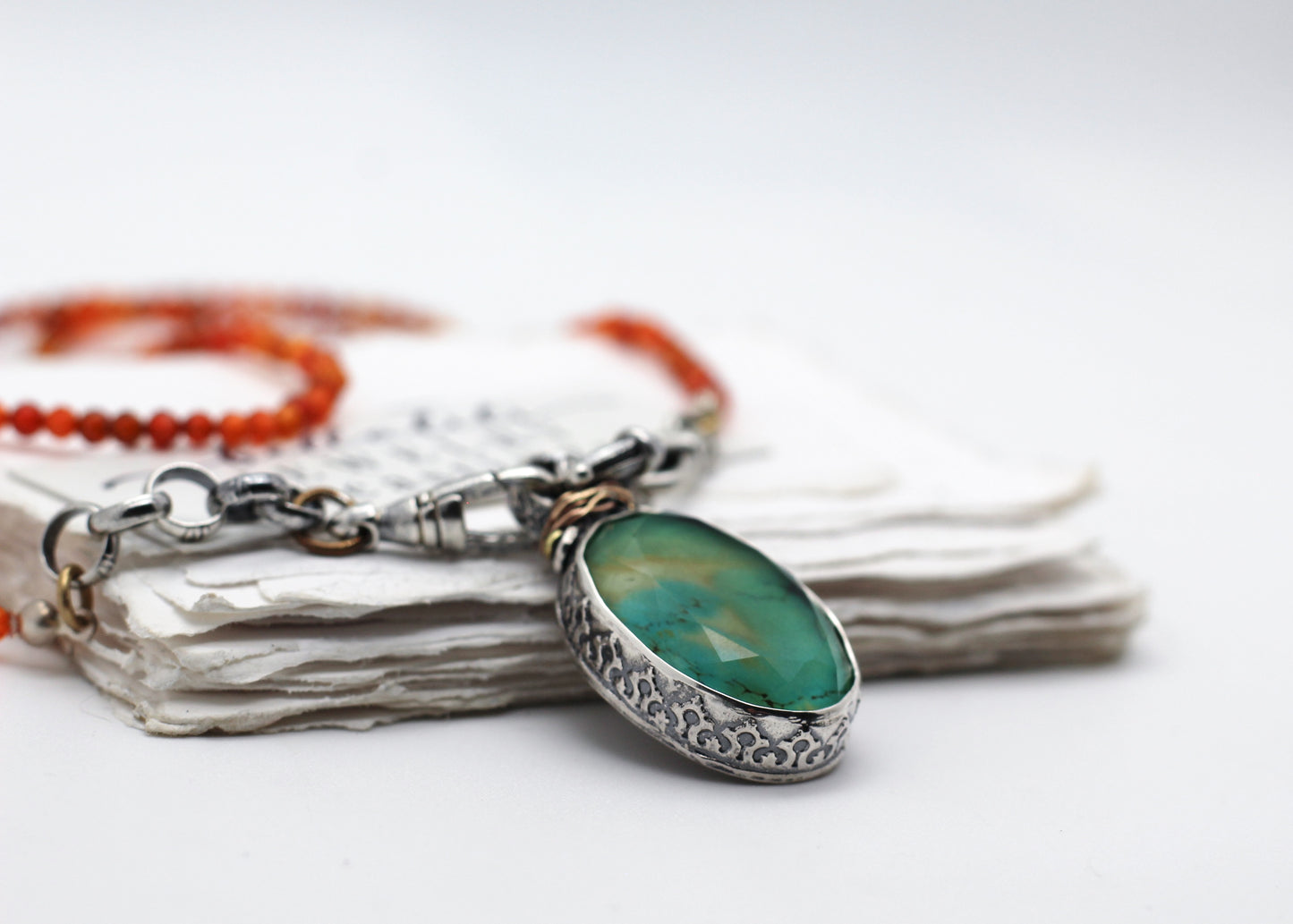 The Allegory of the Garden, Royston Turquoise and CZ necklace