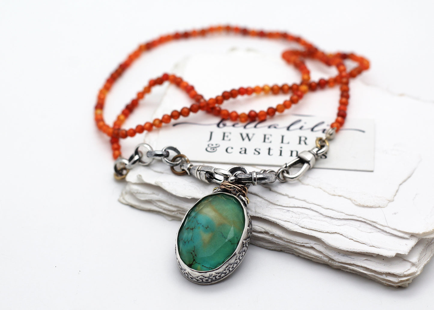 The Allegory of the Garden, Royston Turquoise and CZ necklace