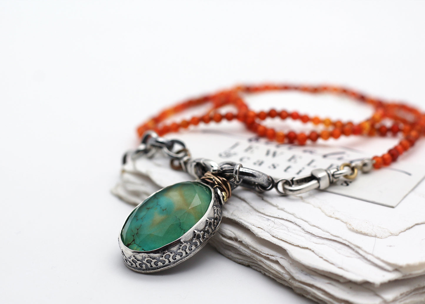 The Allegory of the Garden, Royston Turquoise and CZ necklace