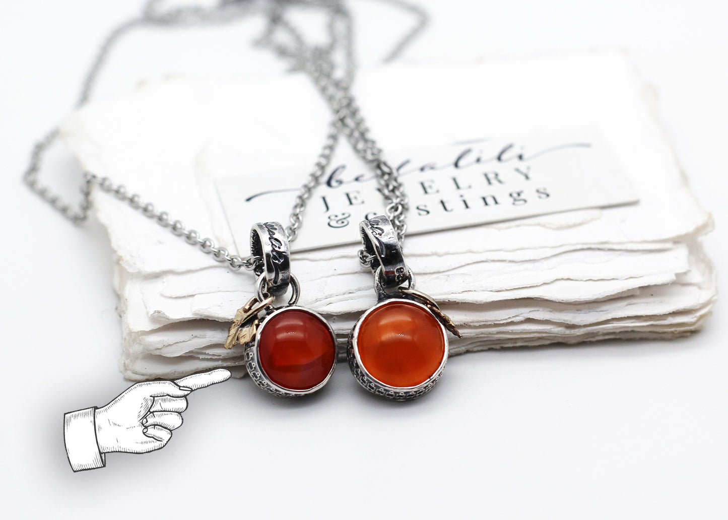 the Orangery, Mini Carnelian Orange Sterling Silver Pendant